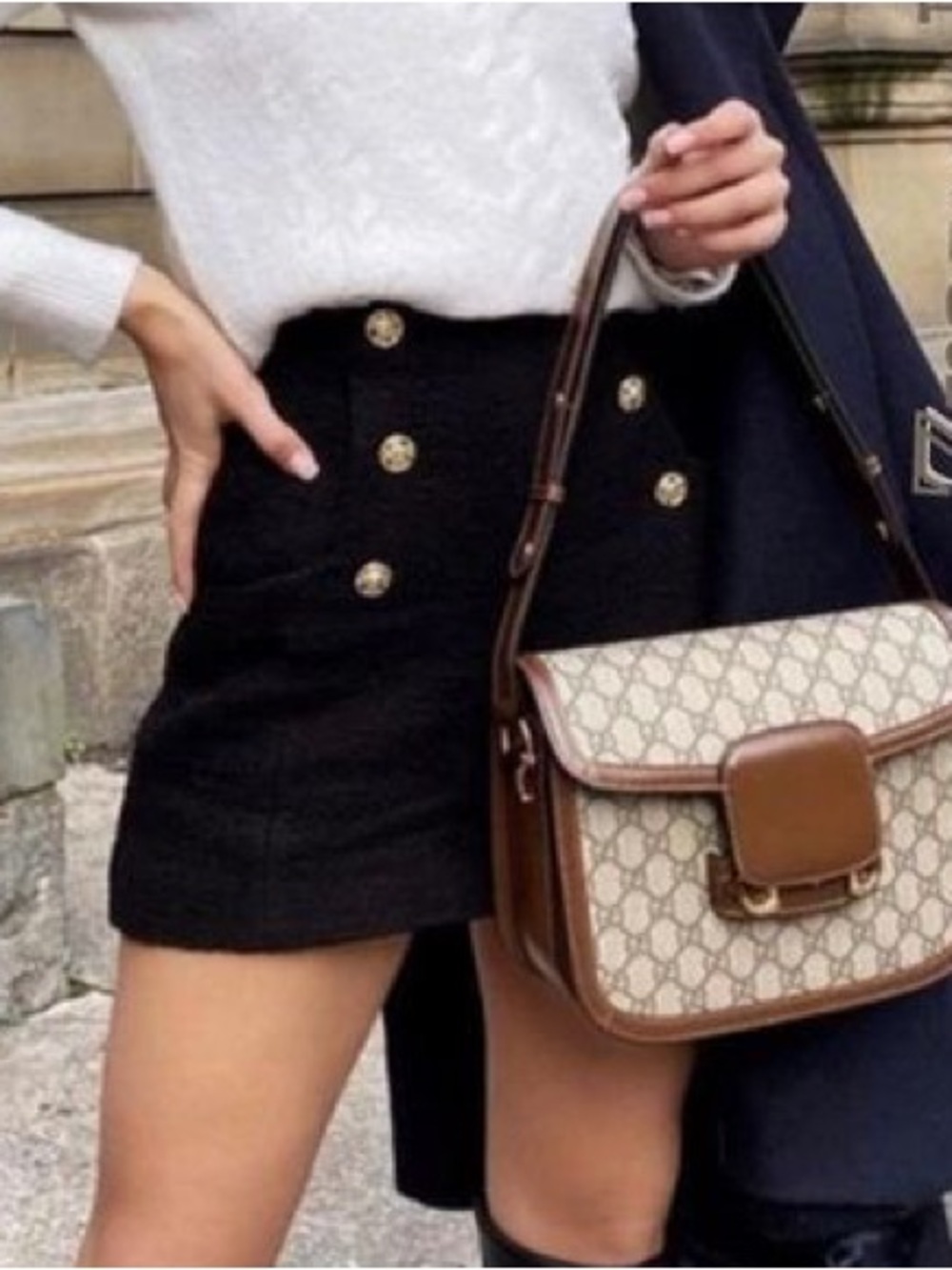Zara Black High-Waist Buttoned Shorts with Gold Buttons